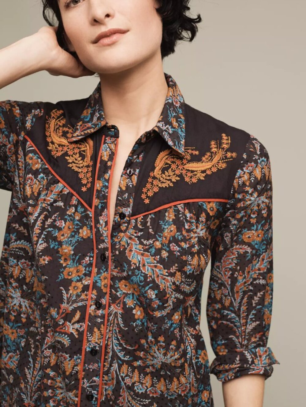 Anthropologie HOLDING HORSES Escalante Dress Cowboy Western Shirt Dress